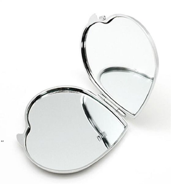 Specchi per il trucco fai-da-te Ferro 2 Faccia Sublimazione Foglio di alluminio placcato in bianco Ragazza Regalo Cosmetico Specchio compatto Decorazione portatile ZZE8293