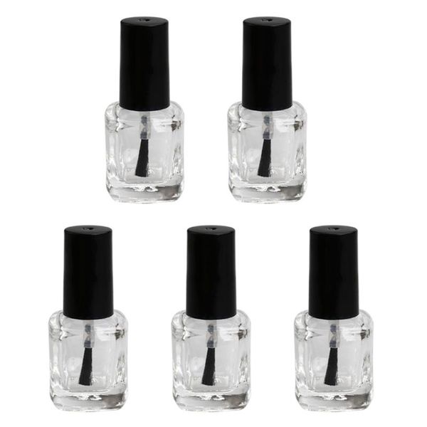 

storage bottles & jars 5pcs/pack 5ml empty nail polish bottle with brush inside square shaped clear container