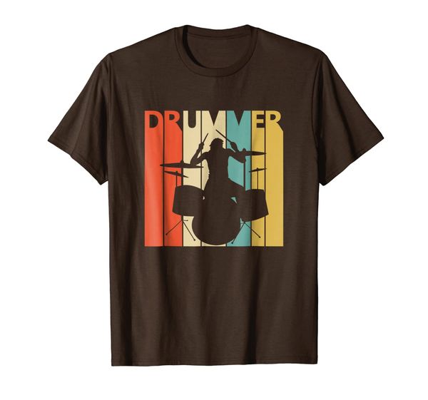 

vintage retro drummer t-shirt gift for drum player musician, White;black