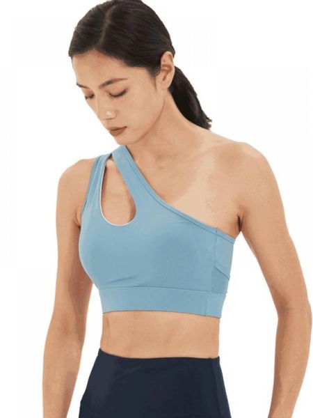 

yoga outfit push-up fitness bra single shoulder shockproof tank women sports running underwear