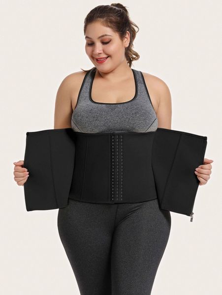 

plus zip-up waist trainer z8xv#, Black;white
