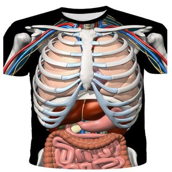 

men's t-shirts human internal organs muscle 3d printed clothes biology textbook t-shirt summer fashion harajuku top, White;black