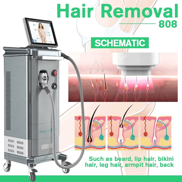 

popular in spa salon use 600w 808nm diode laser beauty machine portable perment laser hair remover, Black