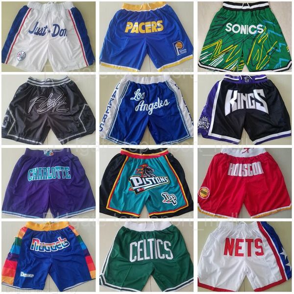 

team just don shorts sport basketball short wear with pocket zipper sweatpants pant blue white black red purple man stitched good size
