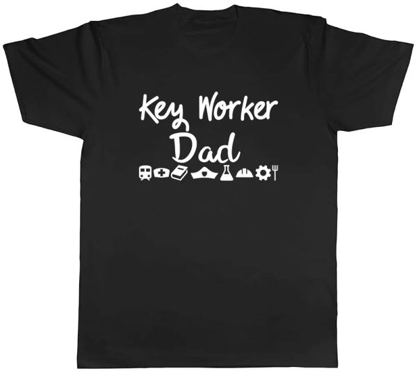 

keyworker dad mens t-shirt tee, White;black