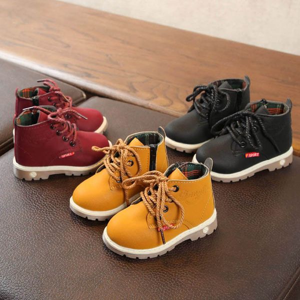 

infant boots kids shoes baby ankle boot boys girls shoe autumn winter leather toddler footwear wear b7736, Black;grey