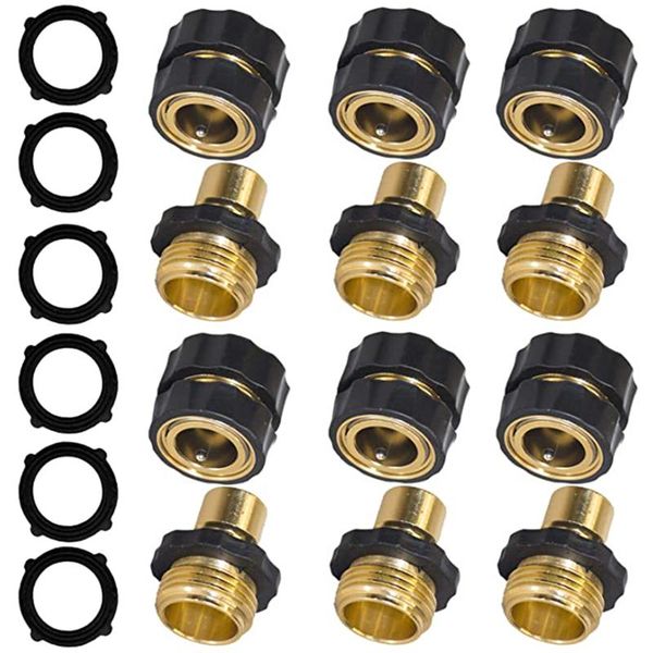 

garden hose quick connect solid brass connector fitting water connectors 3/4 inch ght (3/6sets) watering equipments