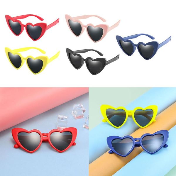 

sunglasses vintage cute kids heart shaped for toddler girls age 3-10, uv 400 protection, Blue