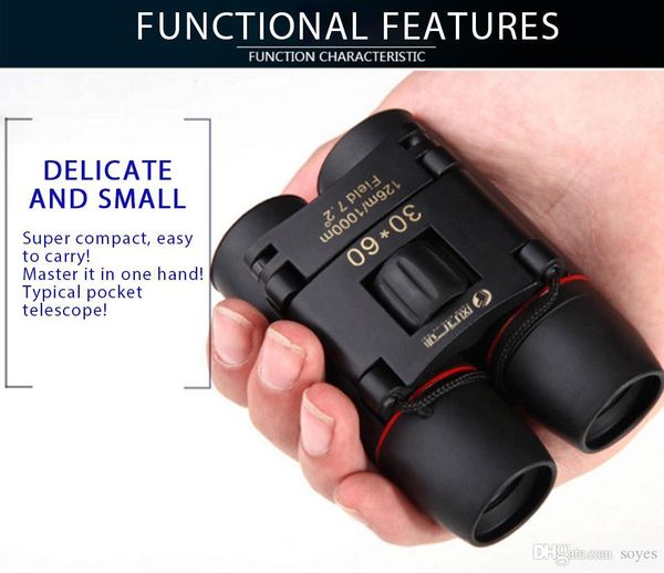 

2022 day night vision hd high power mini telescope about 30x60 folding binoculars for outdoor bird watching travelling camping 800-1000m