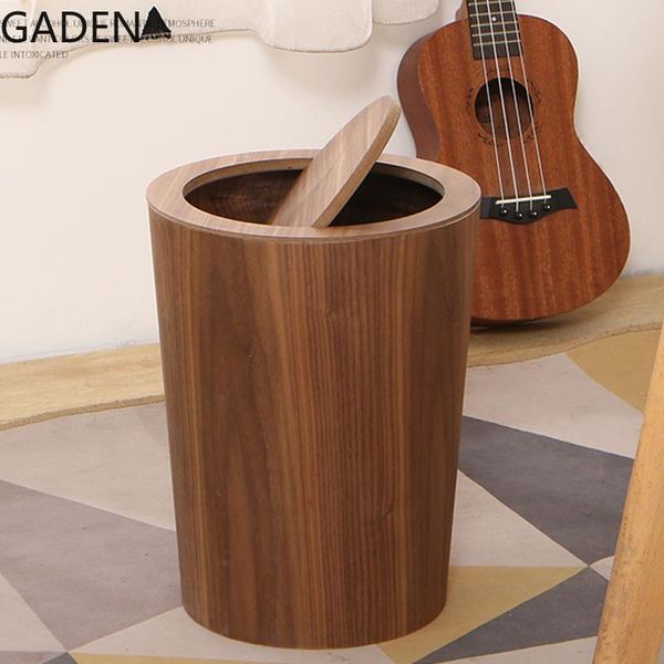

waste bins nordic simple wooden creative trash can household with lid living room bathroom high-end home decoration accessories