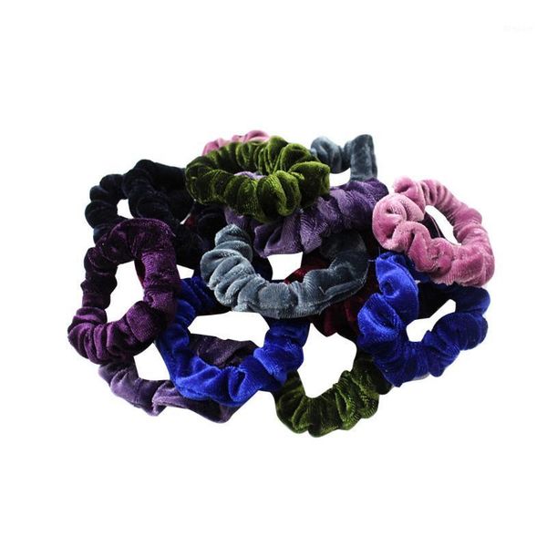 

pcs classic vintage women useful scrunchy hair rope donut elastic velvet hairband ponytail holder flannel headwear z21, Brown