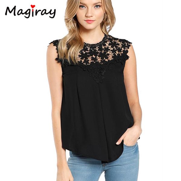 

white black flower lace patchwork chiffon fashion blouse women 2021 korean style shirt sleeveless elegant blusas c383 women's blouses