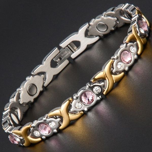 

charm bracelets bohemian style gorgeous metal magnetic bracelet for women healthy energy jewelry, Golden;silver