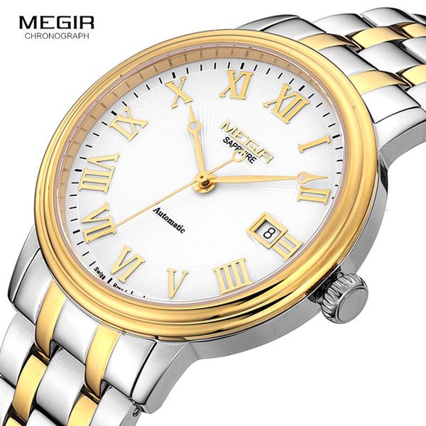 

mechanical watches sports megir men waterproof clocks men's trademark luxury fashion relogio masculino ms96001g, Slivery;brown