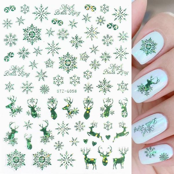 

nail art kits 3pcs christmas tree/snowflake/elk adhesive sticker decal manicure decor