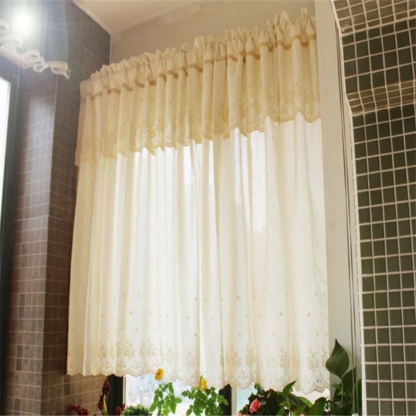 

curtain & drapes tube embroidery double layer linen coffee kitchen short pastroalcurtain small
