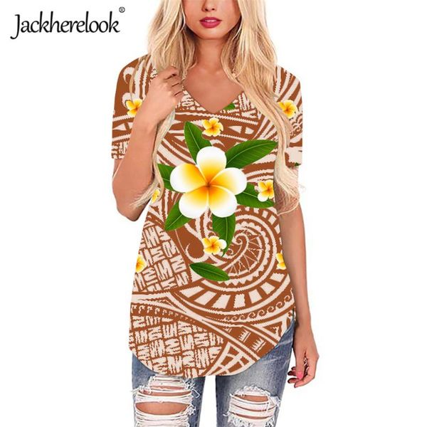 

jackherelook polynesian traditional tribal print harajuku blouses for women's ladies clothing summer v-neck female shirts &, White