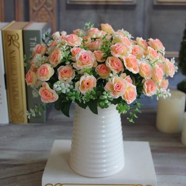 

rose artificial silk flowers 1bouquet 15 heads fake decoration for wedding christmas home decorative & wreaths