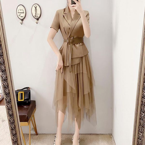 

luxurious short sleeve blazer set female office suits with skirt korean design ol 2 piece ensemble femme deux pieces two dress, White