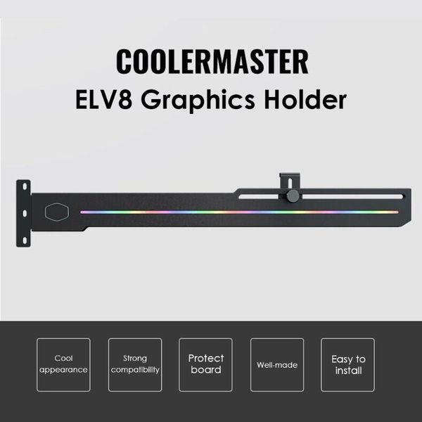 

3pin addressable rgb vertical graphic card bracket elv8 argb led gpu holder adjustable length height kit accessories fans & coolings