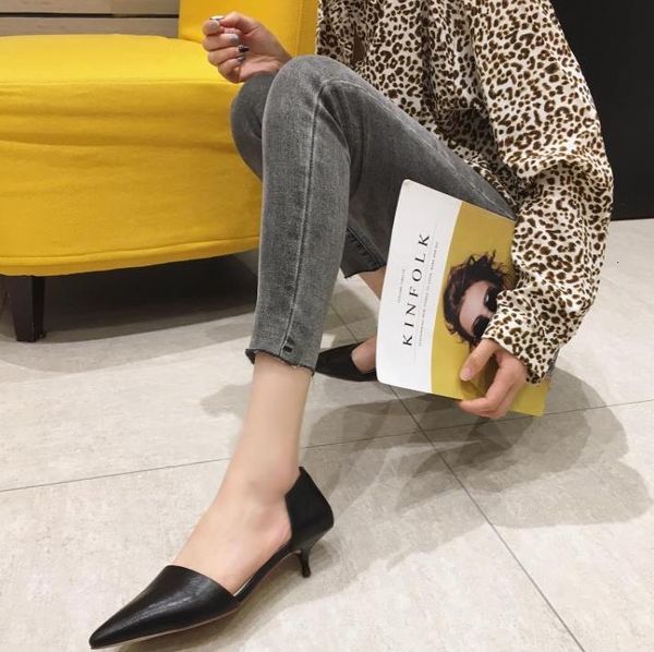 

dress shoes high-heeled women's stiletto small heel work breathable pointed hollow sandals candy color orange 1 0zi9, Black