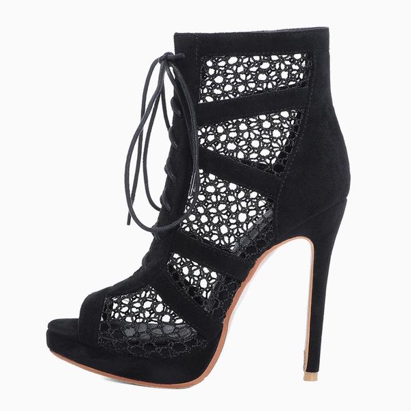 

boots arden furtado 2021 spring summer fashion cross tied peep toe women's shoes black stiletto heels ladie cool 49 50