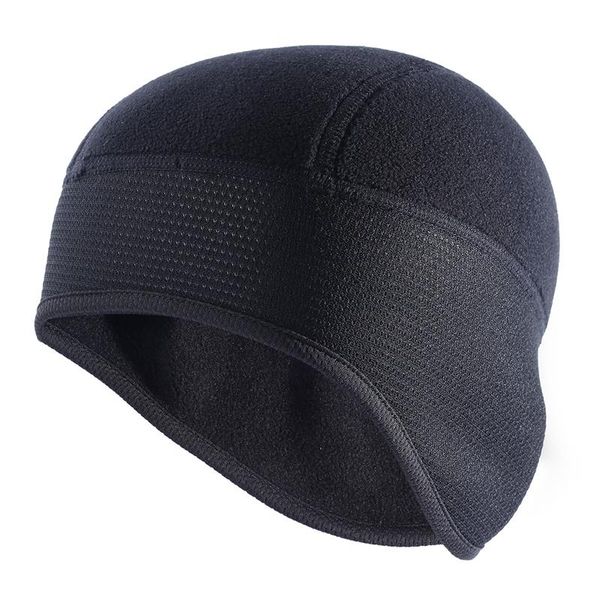 

cycling caps & masks winter fleece warm outdoor sports mtb bike hats snow skull helmet liner for man woman windproof, Black