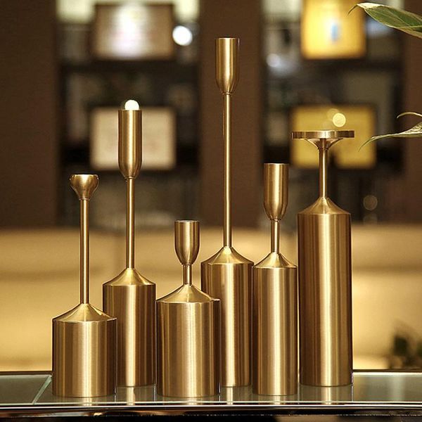 

candle holders 6 pieces metal candlesticks christmas wedding luxury el dinning table decoration modern alloy holder