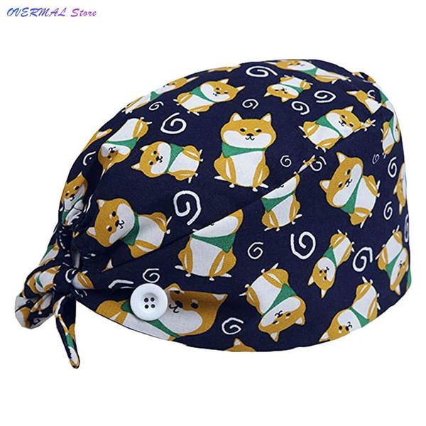 

beanies adjustable skullies printing cotton hat beauty salon working caps cap elastic accessories women