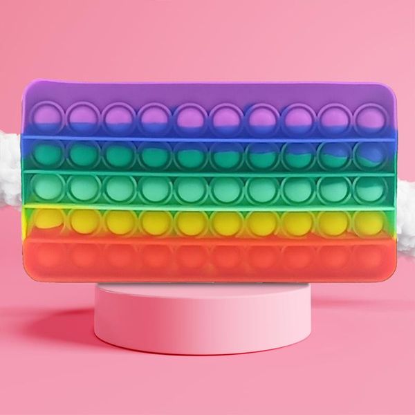 

pencil cases silicone case rectangular press bubble decompression study stationery storage bag school supplies