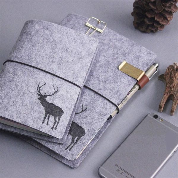 

notepads 1pc cute felt cover notebook a5/a6 loose leaf inner core planner schedule organizer diary journal office suplies, Purple;pink