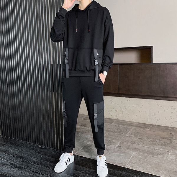 

Men's Tracksuits Tracksuit Autumn Jacket and Harem Pants Loose Solid Hip Hop Men Korean Style Sweatpants J9LA, Gray
