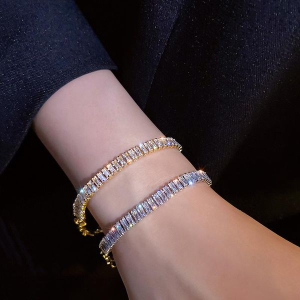 

link, chain simple fashion jewelry bracelet female crystal zircon exquisite birthday outdoor party to bride wedding gift, Black