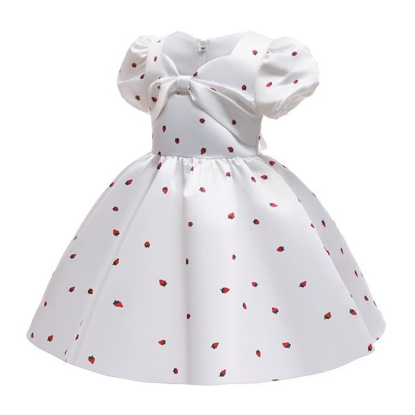 

summer strawberry cute girl dress tutu kids clothing elegent puff sleeve dresses for children princess party custumes 3-10 year girl's, Red;yellow
