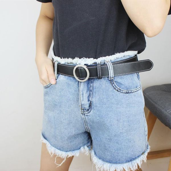 

belts leather wide belt fashion all-match nonporous round buckle for women alloy jeans designer waistband, Black;brown
