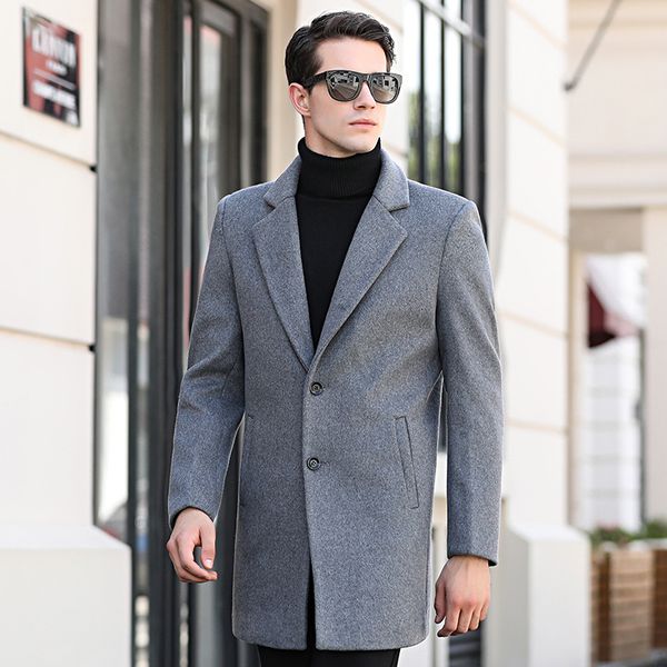 

jackjones - men's double sided wool overcoat, mid length, single, Black