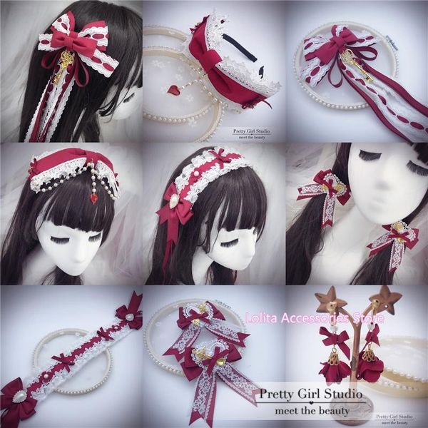 

party masks vintage the doll master cosplay lace bow babydoll wine red lolita headband hair accessories kc hairpin cute side clip band