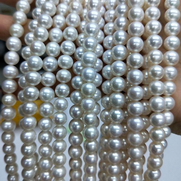 

8mm perfect round freshwater cultured natural white color pearls