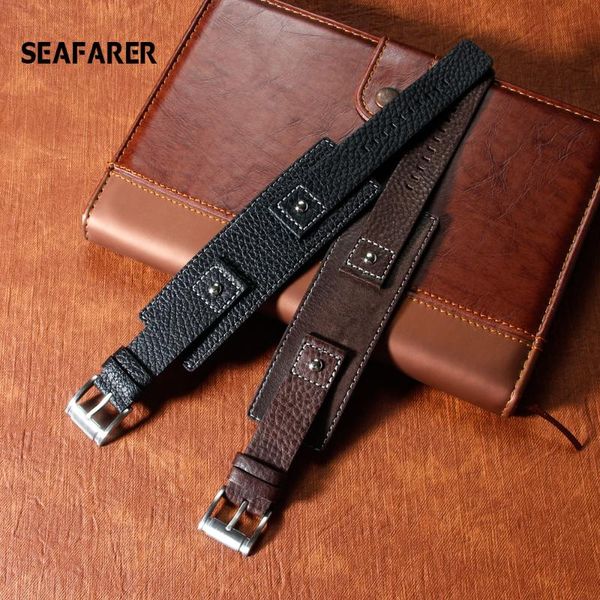 

watch bands suitable for jr1190 watchband genuine leather 20mm men strap bracelet retro style, Black;brown