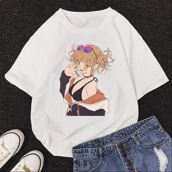 

japanese women anime streetwear t shirts my hero academia shirt boku no, White