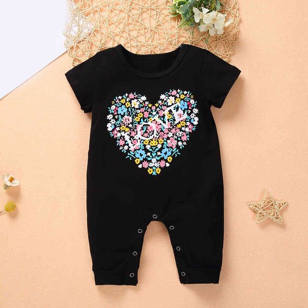 Sommer Baby Kleidung Blumen Strumpfhosen Anzug Nettes Mädchen Kurzhülse Strampler Kleinkind Kinder Kleidung Overalls 210515