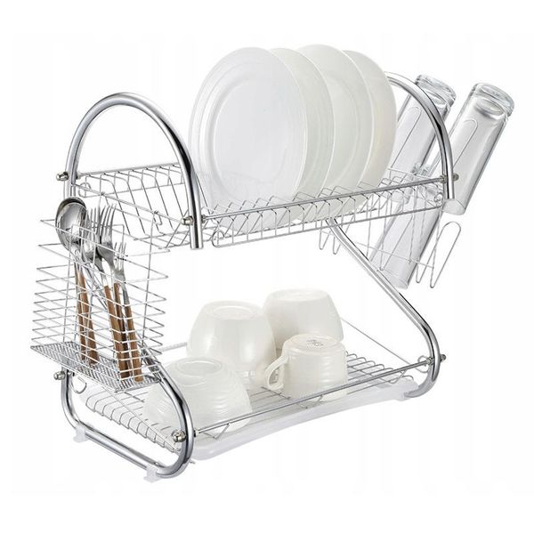 

kitchen storage & organization 40*26*37cm drain dish rack stainless steel double-layer single plate chopstick box cutting board non-slip hol