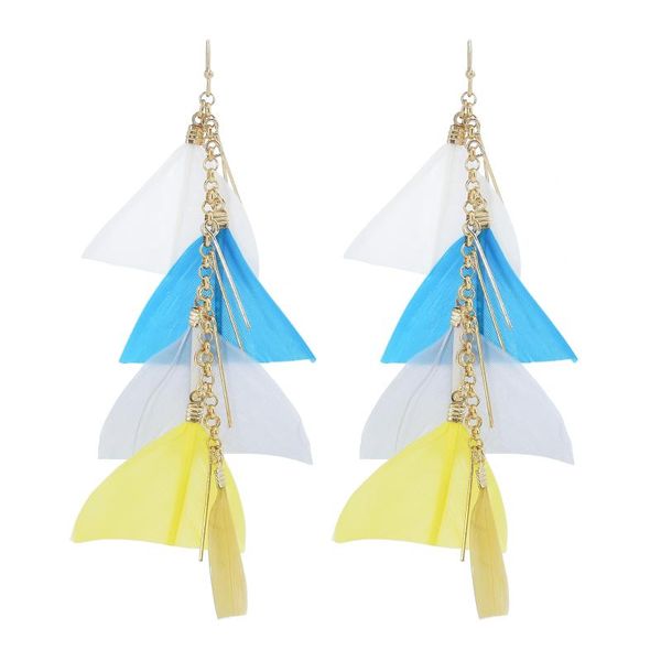 

dangle & chandelier bohemian ethnic feather long tassel hanging earrings gold metal geometric drop earring summer holiday party jewelry gift, Silver