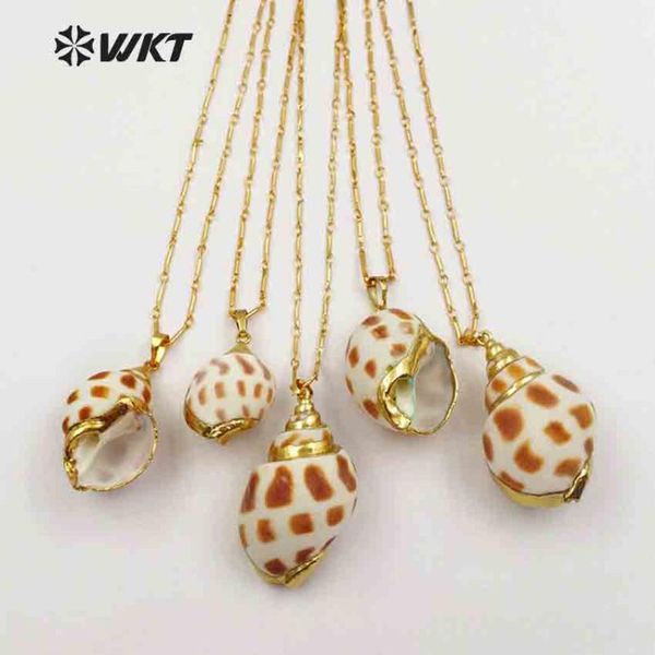 

pendant necklaces wt-jn041 wkt bohemia style natural trumpet shell with gold bezel 18'' inch bohe bamboo necklace women sweater, Silver
