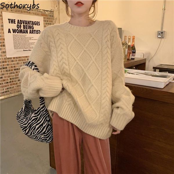 

women's sweaters fall winter argyle pullovers women thick jacquard knitwear loose tender stylish tricot hipster jumpers female preppy o, White;black