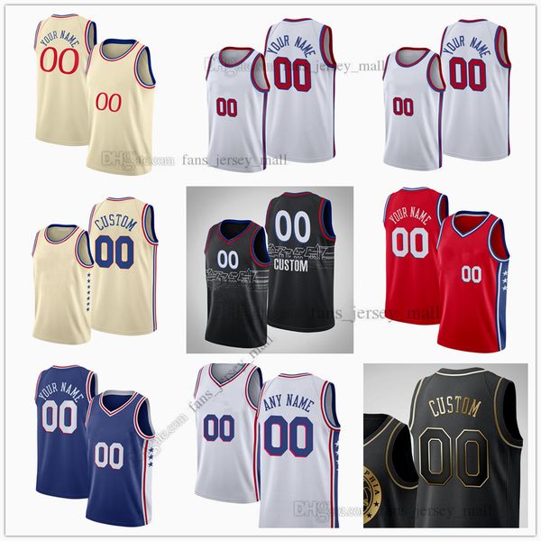 

custom printed 75th city basketball jerseys harris 21 joel 12 tobias embiid simmons 22 matisse thybulle andre 1 drummond 11 jaden springer 1, Black;red