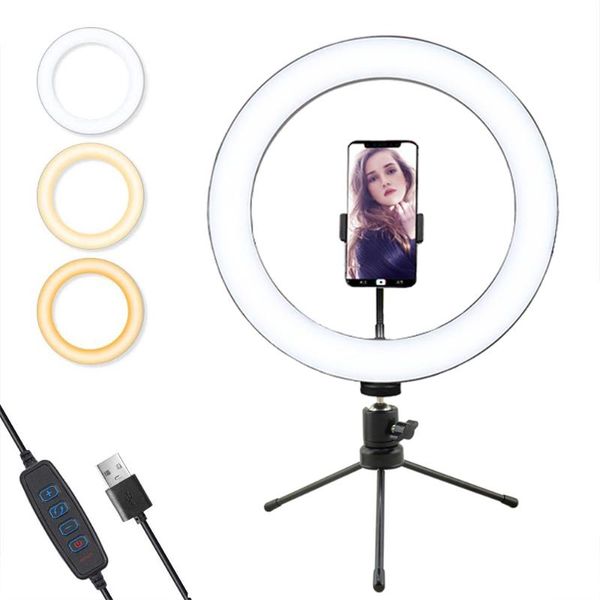 

flash heads selfie 10" ring led light with tripod stand for phone po shoot ringlight lamp circle vlog youtube studio