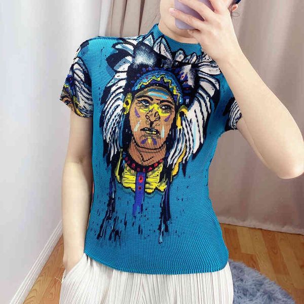 

polo summer printed half high collar t-shirt miyak fold gypsy style thin slim slimming women's bottoming shirt short sleeve, White