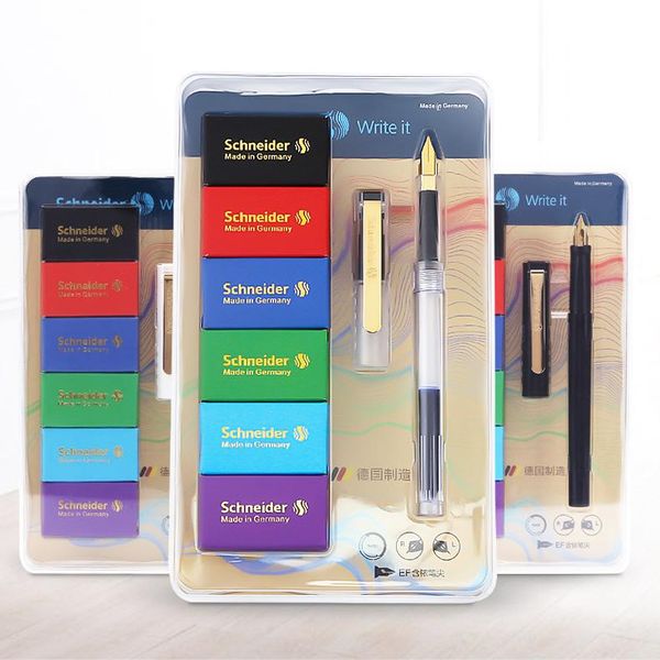 

fountain pens german imported schneider pen bk406 transparent barrel 0.35mm color ink sac set students calligraphy