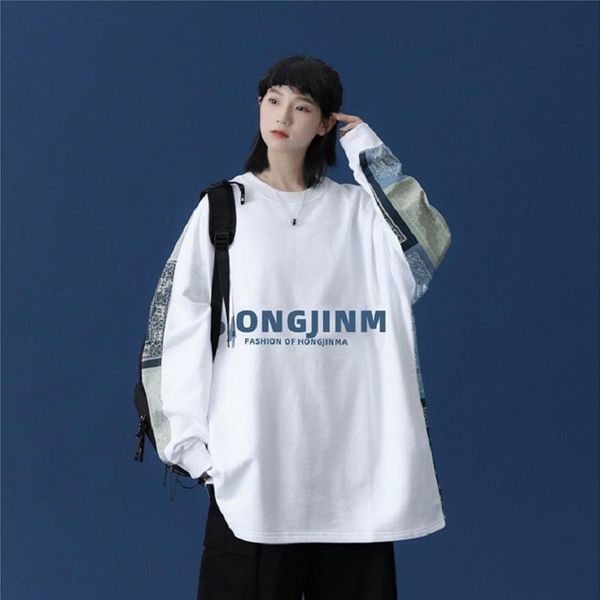 

men's hoodies & sweatshirts thin square irregular couple sweatshirt spring and autumn round neck personality hong kong style ins printe, Black
